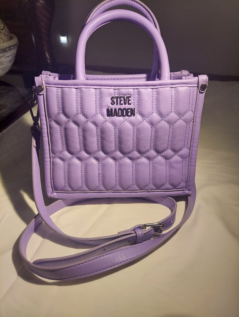 Steve Madden Lilac Quilted Mini Top-Handle Crossbody